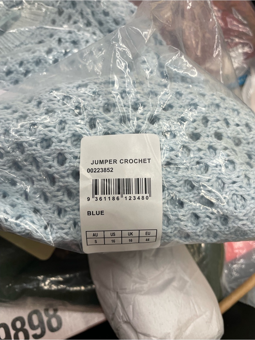 City Chic Crochet Knit Top Light Blue Size 16 BNWT - Picture 11 of 11